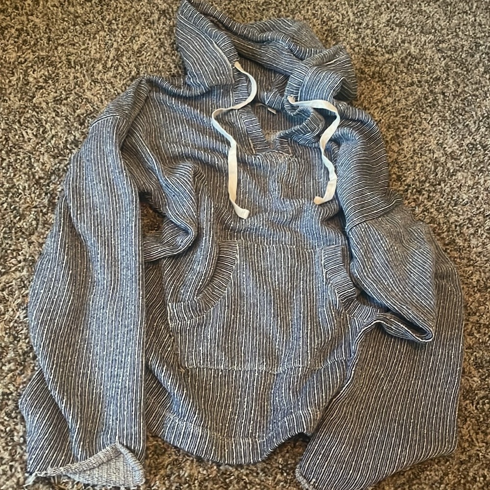 Albion Navy and White Hooded Sweater